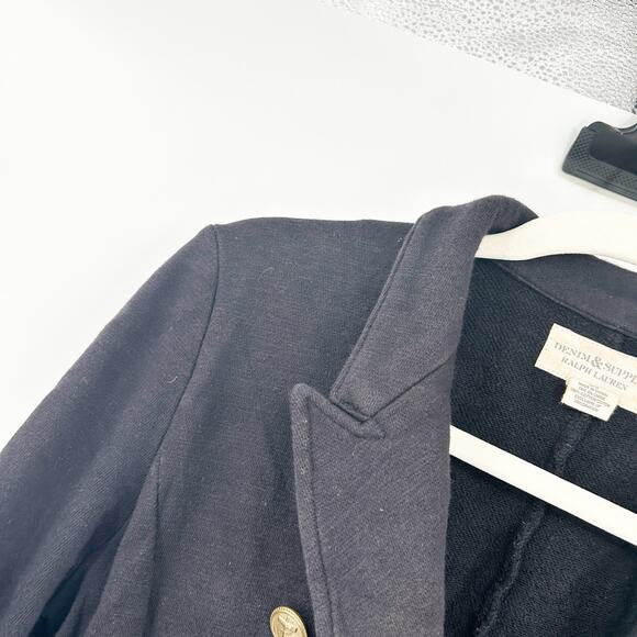 Ralph Lauren Denim & Supply Women Terry Double Breasted Military Blazer Jacket L - Picture 6 of 8